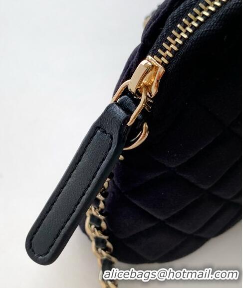 Modern Classic Chanel Velvet Clutch with Chain and Top Handle AP3354 Black 2024