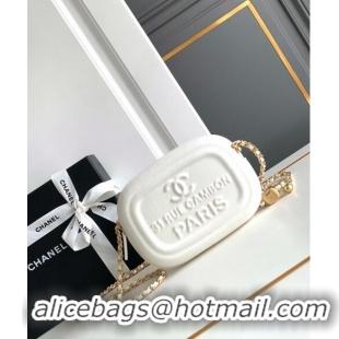 Famous Brand Chanel Lambskin Round Clutch with Chain CH8023 White 2024