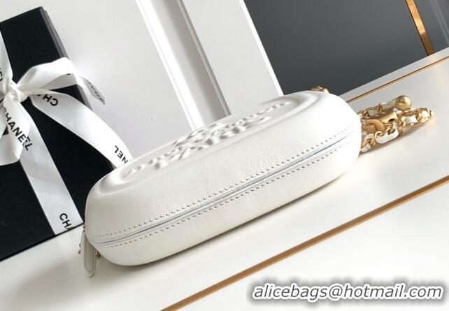 Famous Brand Chanel Lambskin Round Clutch with Chain CH8023 White 2024