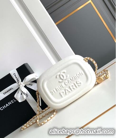 Famous Brand Chanel Lambskin Round Clutch with Chain CH8023 White 2024