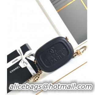 Top Design Chanel Lambskin Round Clutch with Chain CH8023 Black 2024