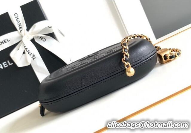 Top Design Chanel Lambskin Round Clutch with Chain CH8023 Black 2024