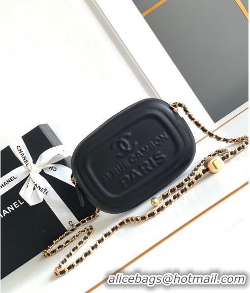 Top Design Chanel Lambskin Round Clutch with Chain CH8023 Black 2024