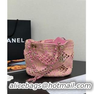 Popular Style Chanel Raffia Effect Braided Small Shopping bag AS4714 Pink 2024