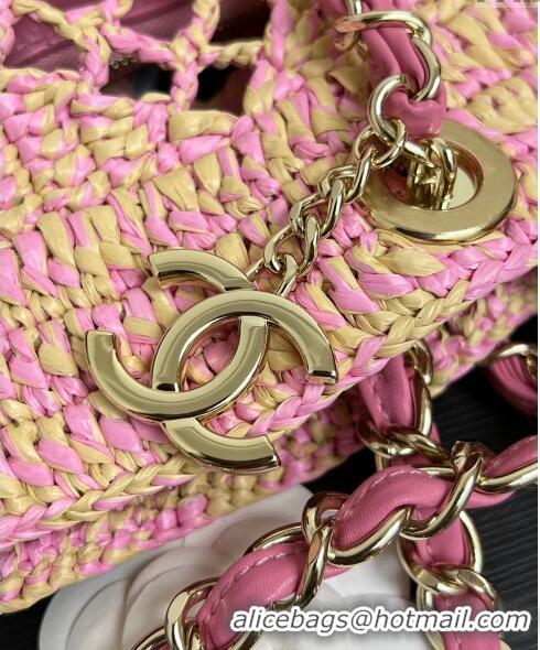 Popular Style Chanel Raffia Effect Braided Small Shopping bag AS4714 Pink 2024