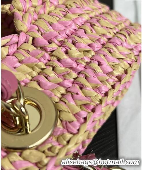 Popular Style Chanel Raffia Effect Braided Small Shopping bag AS4714 Pink 2024