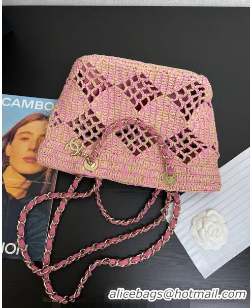 Popular Style Chanel Raffia Effect Braided Small Shopping bag AS4714 Pink 2024