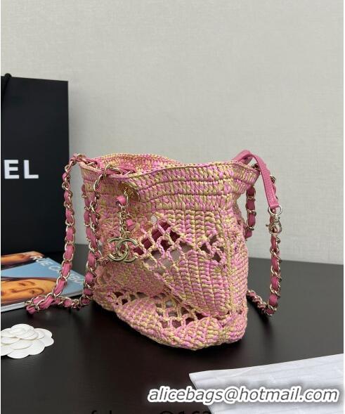 Popular Style Chanel Raffia Effect Braided Small Shopping bag AS4714 Pink 2024