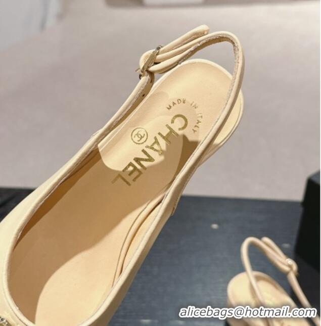 Purchase Chanel Calfskin Slingback Pumps 4cm with CC Beige 722066