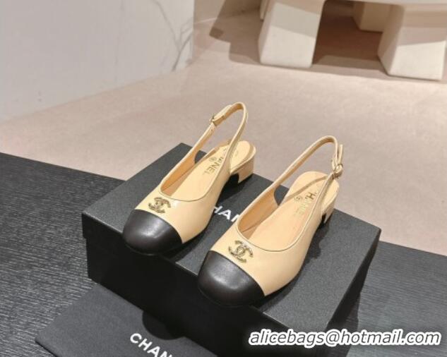 Purchase Chanel Calfskin Slingback Pumps 4cm with CC Beige 722066