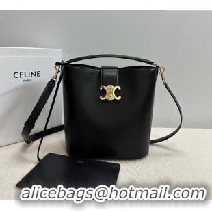 Top Grade Celine Medium Louise Bucket bag in Smooth Calfskin 116613 Black 2024