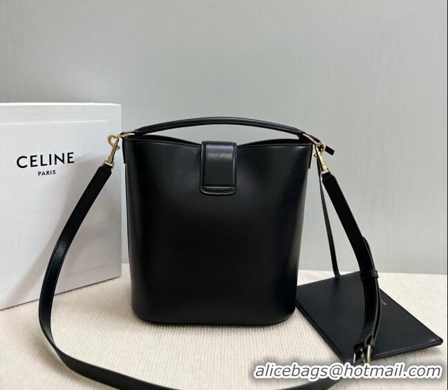 Top Grade Celine Medium Louise Bucket bag in Smooth Calfskin 116613 Black 2024