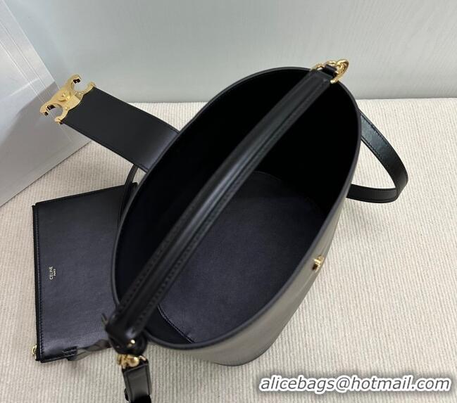 Top Grade Celine Medium Louise Bucket bag in Smooth Calfskin 116613 Black 2024