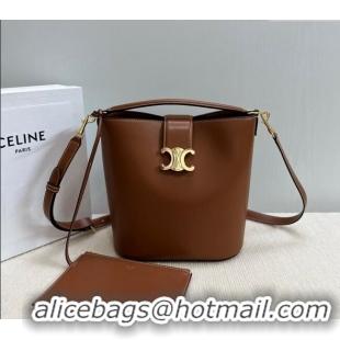 Unique Style Celine Medium Louise Bucket bag in Smooth Calfskin 116613 Brown 2024