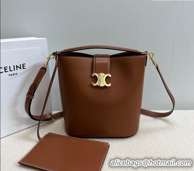 Unique Style Celine Medium Louise Bucket bag in Smooth Calfskin 116613 Brown 2024