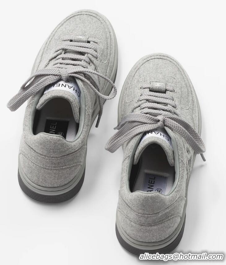 ​Top Quality Chanel Trainers Wool With Mixed Fibres G46011 Light Grey