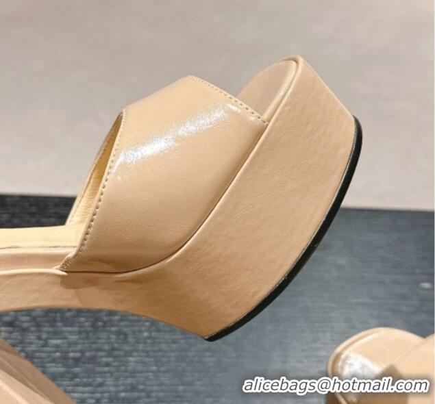 Perfect Chanel Calfskin Platform Sandals 12cm Beige 722090