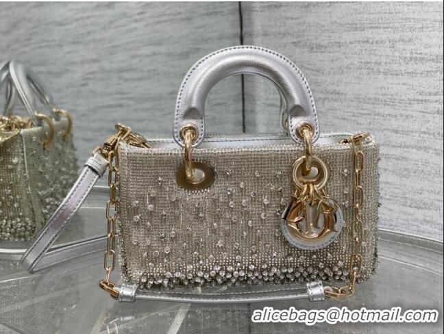 Best Quality Dior Lady D-Joy Micro Bag with Bead Embroidery D81305 Silver 2024