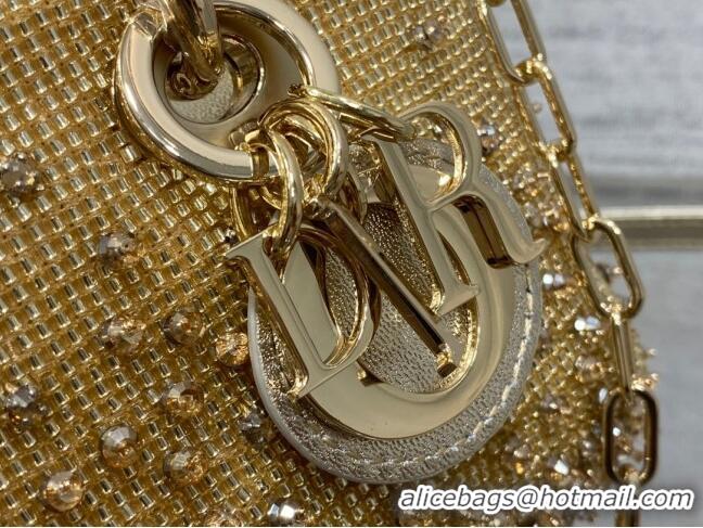 Top Grade Dior Lady D-Joy Micro Bag with Bead Embroidery D81306 Gold 2024