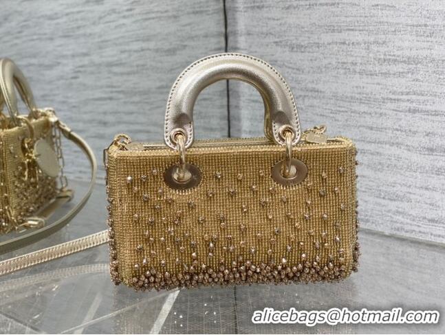 Top Grade Dior Lady D-Joy Micro Bag with Bead Embroidery D81306 Gold 2024