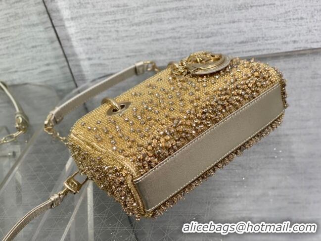 Top Grade Dior Lady D-Joy Micro Bag with Bead Embroidery D81306 Gold 2024