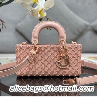 Famous Brand Dior Lady D-Joy Small Bag with Resin Pearls M0613 Pink 2024