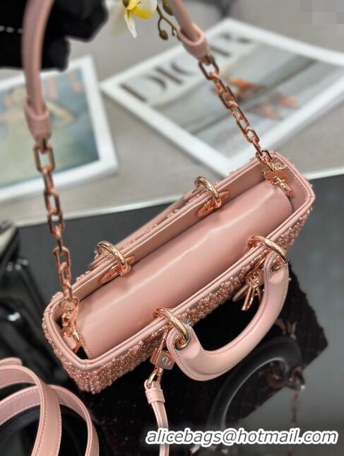 Famous Brand Dior Lady D-Joy Small Bag with Resin Pearls M0613 Pink 2024