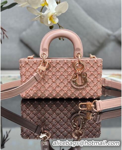 Famous Brand Dior Lady D-Joy Small Bag with Resin Pearls M0613 Pink 2024