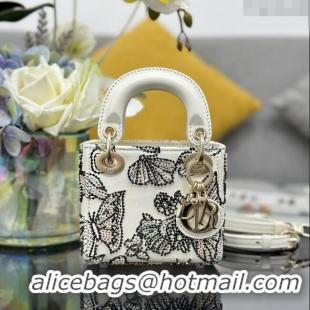 Grade Discount Dior Lady Dior Micro Bag with Butterfly Bead Embroidery S0856 White 2024