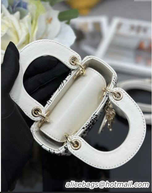 Grade Discount Dior Lady Dior Micro Bag with Butterfly Bead Embroidery S0856 White 2024