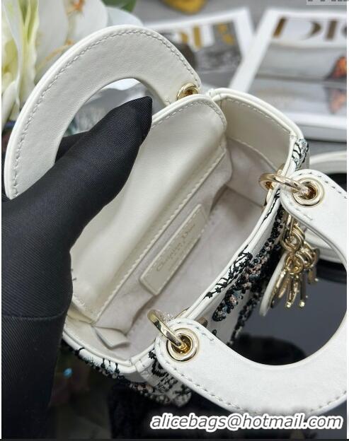 Grade Discount Dior Lady Dior Micro Bag with Butterfly Bead Embroidery S0856 White 2024