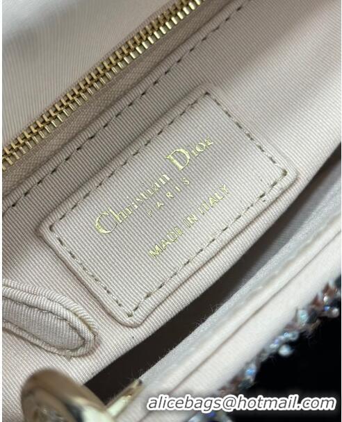 Most Popular Dior Lady Dior Mini Bag with Beads & Crystals Embroidery M0505 Beige 2024