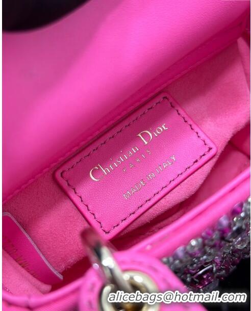 Top Quality Dior Lady Dior Micro Bag in Satin with Crystals S0856 Rosy 2024