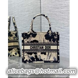 Promotional Dior Small Book Tote Bag in Beige and Black Fleurs Mystiques Embroidery CD1331 2024