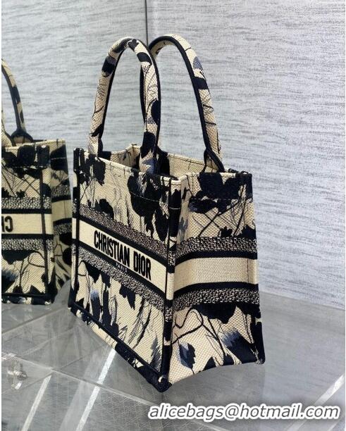 Promotional Dior Small Book Tote Bag in Beige and Black Fleurs Mystiques Embroidery CD1331 2024