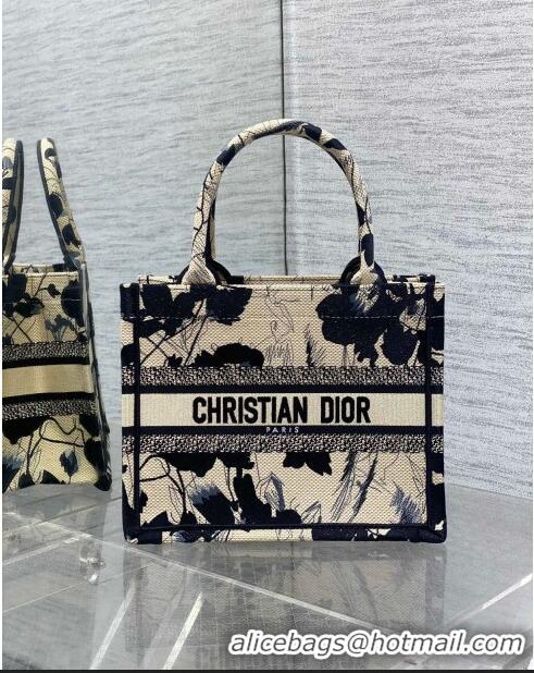 Promotional Dior Small Book Tote Bag in Beige and Black Fleurs Mystiques Embroidery CD1331 2024