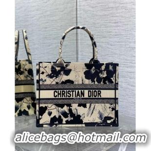 Top Grade Dior Medium Book Tote Bag in Beige and Black Fleurs Mystiques Embroidery CD1332 2024