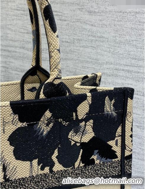 Top Grade Dior Medium Book Tote Bag in Beige and Black Fleurs Mystiques Embroidery CD1332 2024