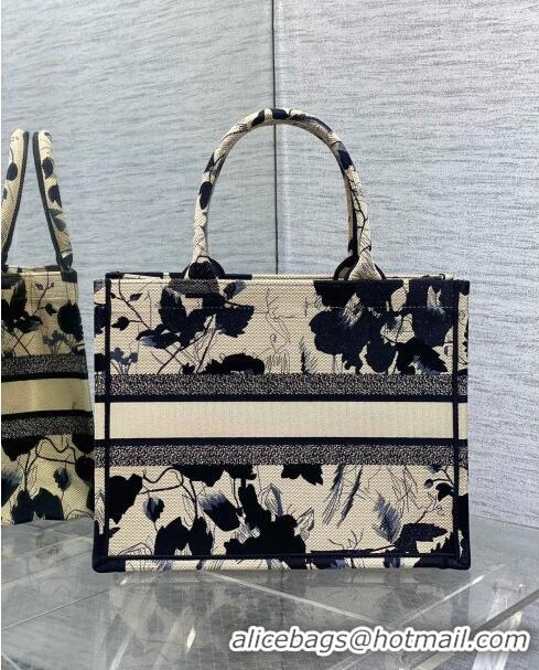 Top Grade Dior Medium Book Tote Bag in Beige and Black Fleurs Mystiques Embroidery CD1332 2024