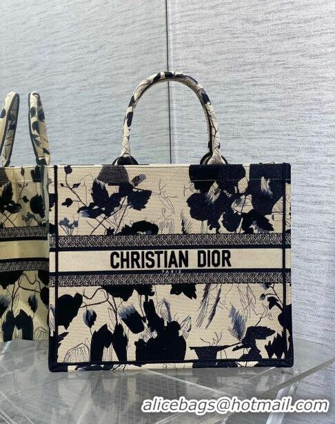 Best Design Dior Large Book Tote Bag in Beige and Black Fleurs Mystiques Embroidery CD1333 2024