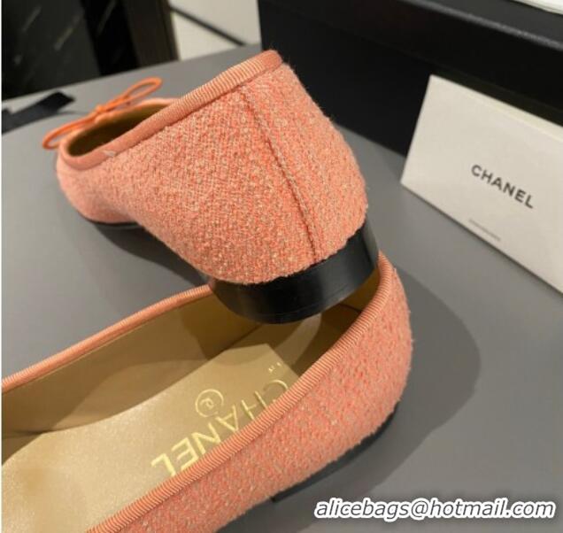 Pretty Style Chanel Tweed Classic Ballet Flat Orange 722107