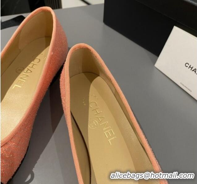 Pretty Style Chanel Tweed Classic Ballet Flat Orange 722107