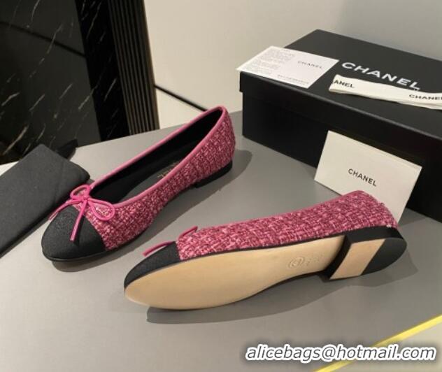 Trendy Design Chanel Tweed Classic Ballet Flat Dark Pink 722116