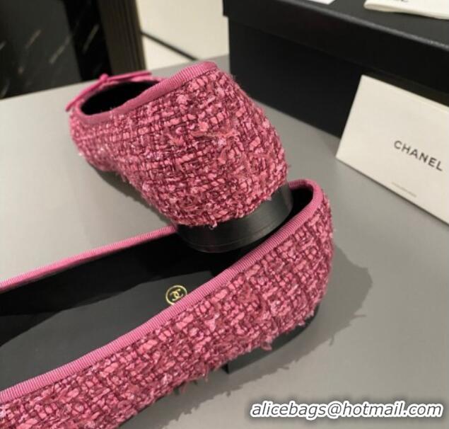 Trendy Design Chanel Tweed Classic Ballet Flat Dark Pink 722116