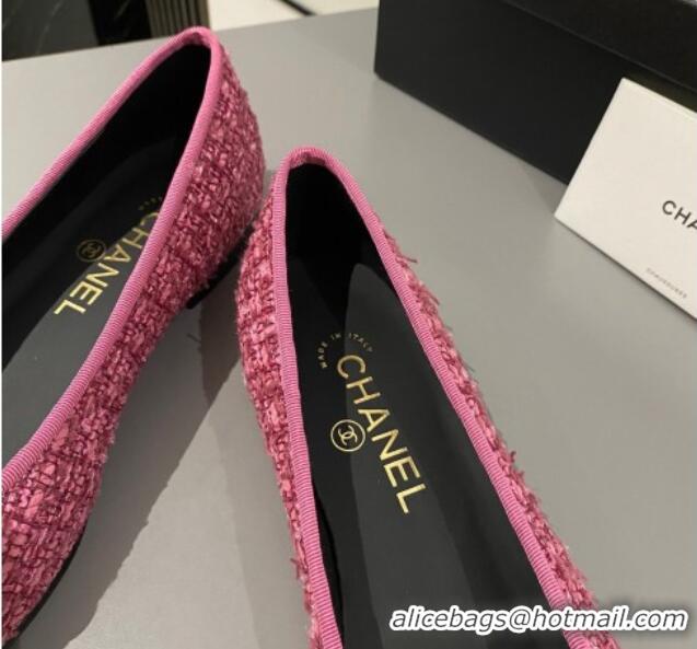 Trendy Design Chanel Tweed Classic Ballet Flat Dark Pink 722116