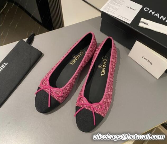 Trendy Design Chanel Tweed Classic Ballet Flat Dark Pink 722116