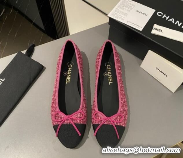 Trendy Design Chanel Tweed Classic Ballet Flat Dark Pink 722116