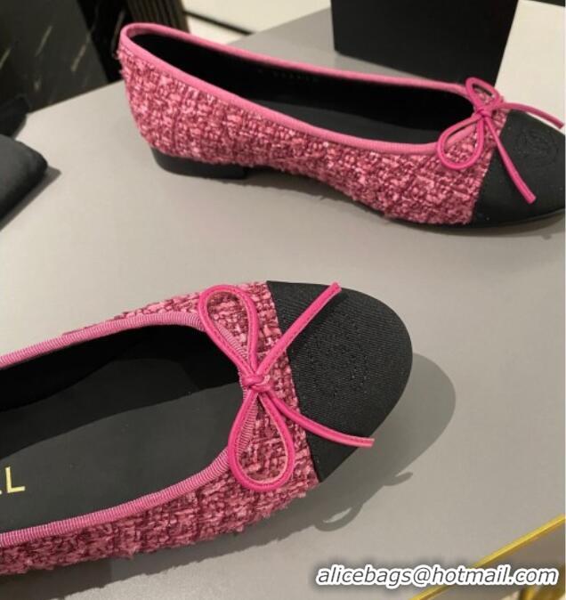 Trendy Design Chanel Tweed Classic Ballet Flat Dark Pink 722116