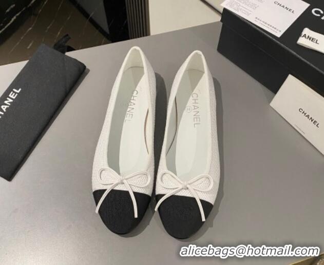 Discount Chanel Sequins Classic Ballet Flat White 722118