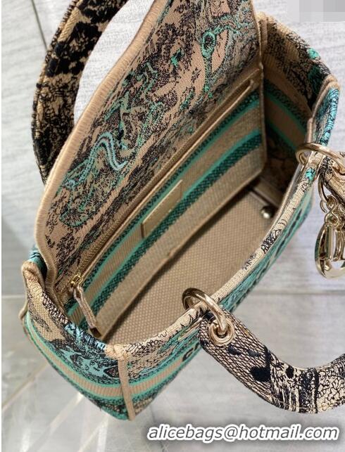 Well Crafted Medium Dioriviera Lady D-Lite Bag in Raffia with Aquamarina Toile de Jouy Sauvage Embroidery CD1402 2024